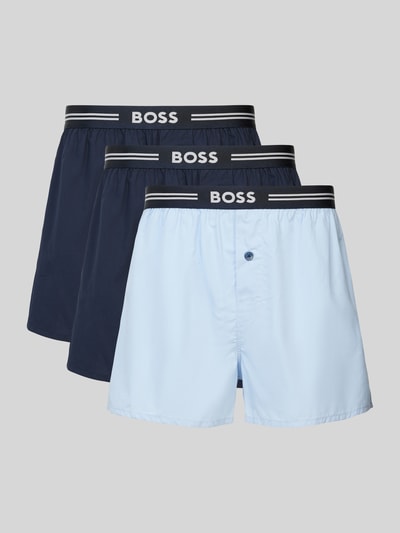 BOSS Boxershorts mit elastischem Label-Bund im 3er-Pack Dunkelblau 1