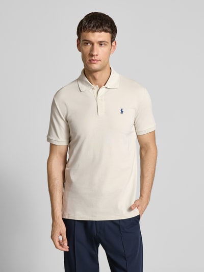 Polo Ralph Lauren Slim fit poloshirt met labelstitching Steengrijs - 4