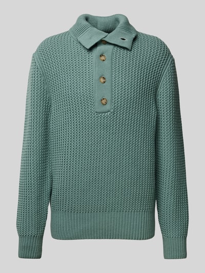 BOSS Strickpullover mit kurzer Knopfleiste Modell 'Emaximo' Mint 2