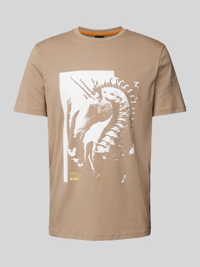 BOSS Orange T-shirt met motiefprint Beige - 2