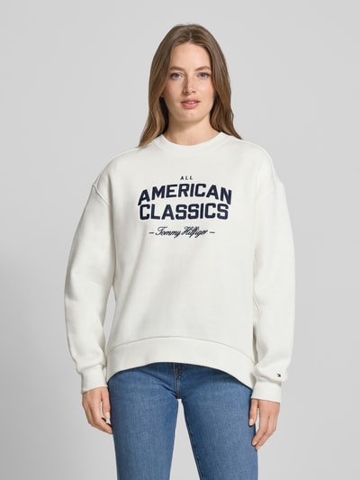 Tommy Hilfiger Relaxed Fit Terry-Sweatshirt aus Baumwollmix Ecru 4