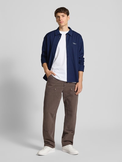 Pegador Oversized vrijetijdsoverhemd met labelstitching, model 'Pikal' Marineblauw - 1