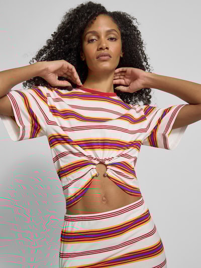 Rabanne T-Shirt mit Raffungen Rot 3