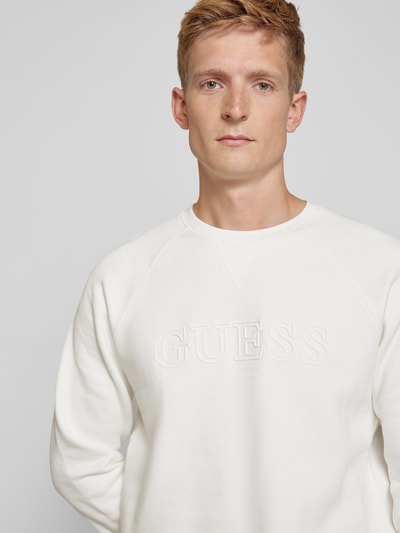 Guess Activewear Sweatshirt mit Label-Print Modell 'ALDWIN' Weiss 3