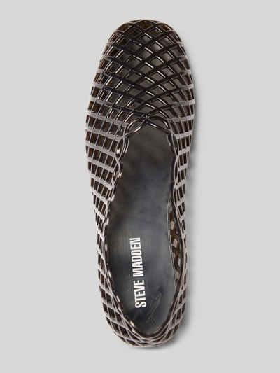 Produktfoto, Ballerinas mit glatter Sohle Modell 'Grove2.0' von Steve Madden in Dunkelbraun, Abgerundete-Spitze, Schlupfform, Absatzhöhe: 1 cm, Schafthöhe: 7 cm, Schaftweite: 15 cm, Gitterstruktur aus Kunststoff