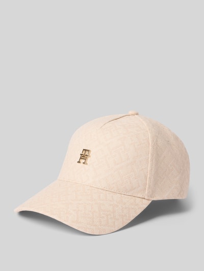 Produktfoto, Basecap aus reiner Baumwolle von Tommy Hilfiger z denimu, jasny beż, wzór allover, logo, regulowany pasek