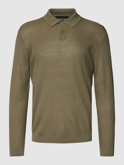 Emporio Armani Longsleeve mit Polokragen Oliv 2