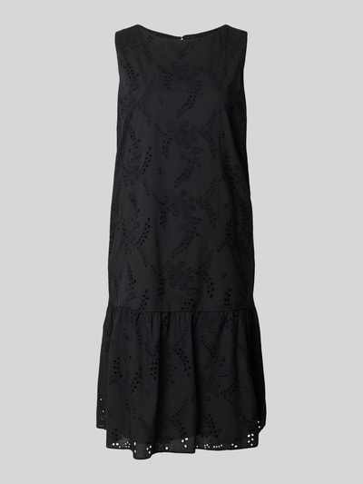 Produktfoto, czarne A-Linien Freizeitkleid aus reiner Baumwolle von s.Oliver BLACK LABEL, gładka faktura, dekoracyjne wycięcia