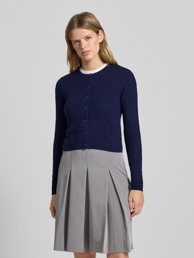 Review Strickjacke mit Zopfmuster und Rundhalsausschnitt Marine 4