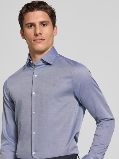 CK Calvin Klein Slim fit zakelijk overhemd met logostitching, model 'Harrison' Koningsblauw - 3