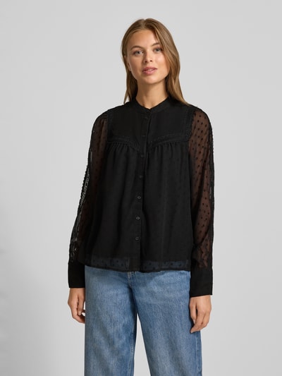 Vero Moda Regular fit chiffon blouse met dobbystructuur, model 'LEAH ANNIKA' Zwart - 4