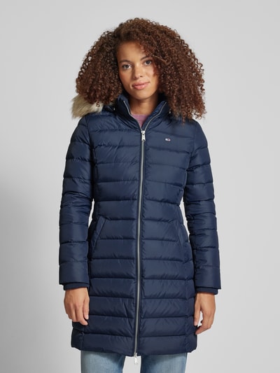 Tommy Jeans Gewatteerde lange jas met imitatiebont, model 'ESSENTIAL' Donkerblauw - 4