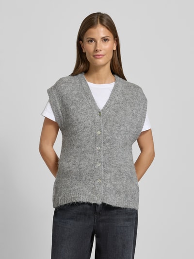 ICHI Mouwloos vest met V-hals, model 'BELABLUE' Lichtgrijs - 4