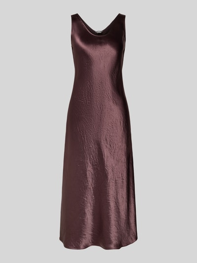 MM Soepele satijnen jurk met brede bandjes, model 'TALETE' Aubergine - 2