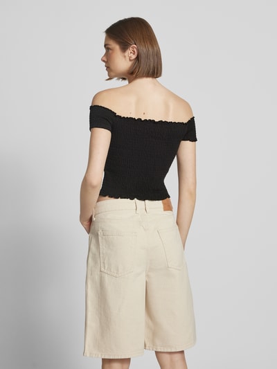 Tommy Jeans Top krótki o kroju slim fit z marszczonymi wstawkami Czarny 5