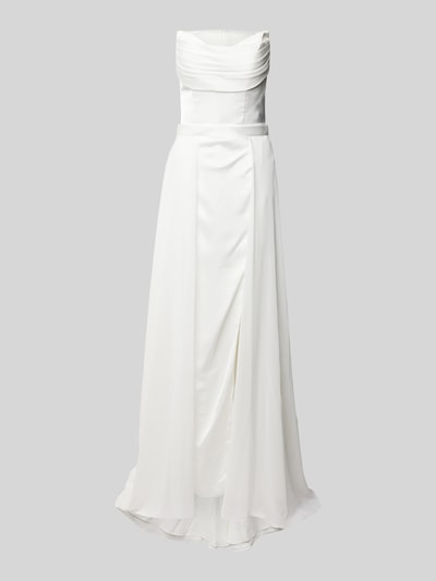 Luxuar Abendkleid mit Wasserfall-Ausschnitt Offwhite 2