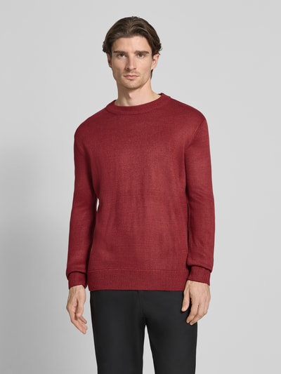 Tom Tailor Denim Regular Fit Strickpullover aus Rippstrick Rot 4
