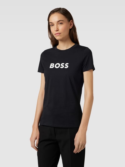 BOSS Orange Regular fit T-shirt met labelprint en korte mouwen Zwart - 4