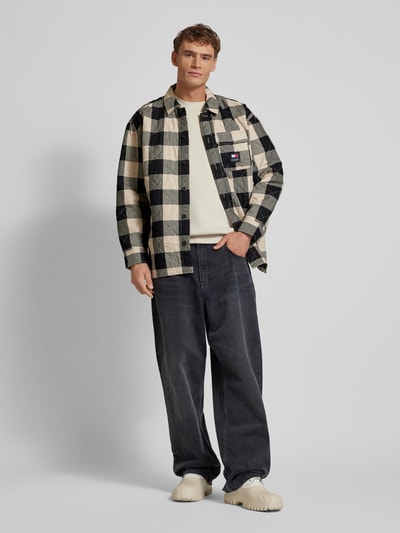 Tommy Jeans Regular fit overhemdjack met knoopsluiting, model 'CHECK' Zwart - 1