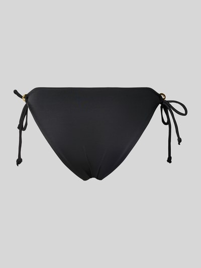Produktfoto, Bikini-Slip mit seitlicher Schnürung Modell 'TOGO MAGO' von DORINA, schwarzer Material-Mix mit Stretch-Anteil, Allover-Muster