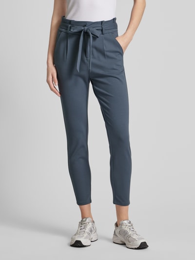 Vero Moda Tapered fit stoffen broek met strikceintuur, model 'EVA' Blauw - 4