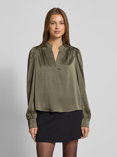 Neo Noir Bluzka z dekoltem w serek model ‘Rosslyn’ Khaki 4