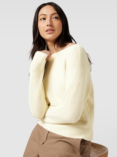 OPUS Gebreide pullover met ronde hals, model 'Perlufa' Offwhite - 3