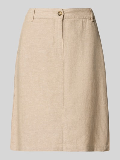 FREE/QUENT Spódnica o długości do kolan z mieszanki lnu i wiskozy model ‘Lava’ Beżowy 2