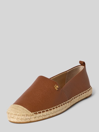 Lauren Ralph Lauren Espadrilles van leer met logodetail, model 'CAMERYN' Camel - 1