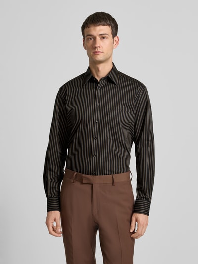 ETERNA Comfort fit zakelijk overhemd met borstzak Zwart - 4