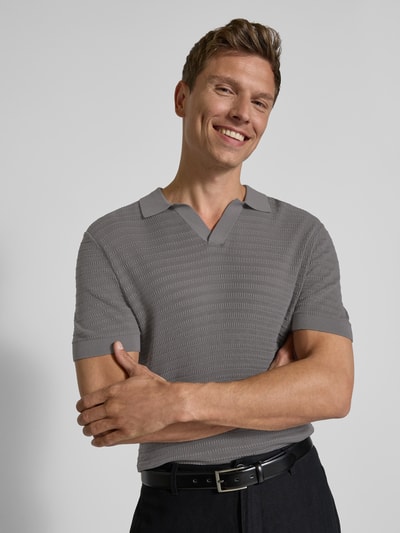 Drykorn Regular fit poloshirt met V-hals, model 'BRAIAN' Middengrijs - 3