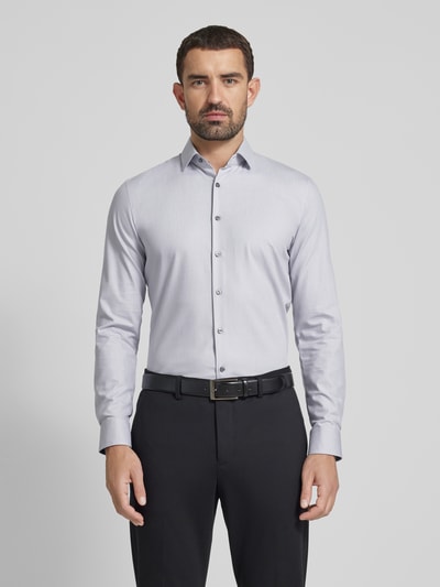 OLYMP No. Six Super slim fit zakelijk overhemd met kentkraag Antraciet - 4