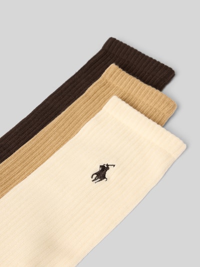Produktfoto, Socken aus Baumwoll-Mix im 3er-Pack von Polo Ralph Lauren Underwear in Beige-, Braun- und Cremetönen, feine Rippstruktur