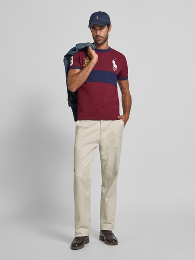 Polo Ralph Lauren T-shirt met labelstitching Bordeaux - 1