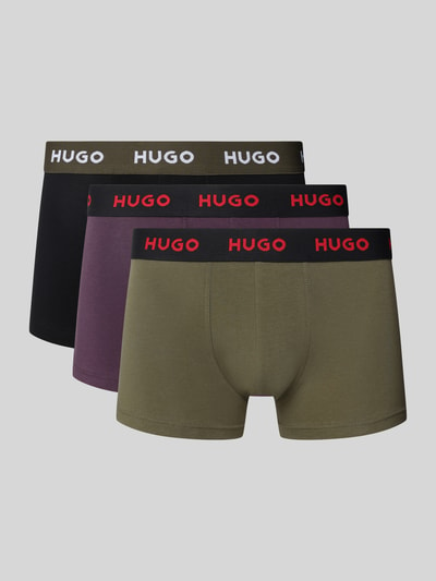 HUGO Trunks mit Label-Bund im 3er-Pack Aubergine 1