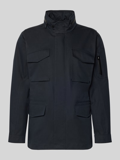 Produktfoto, Jacke mit Stehkragen und Pattentaschen Modell 'DEFENDER' von G-LAB aus Baumwoll-Mix, Regular-Fit in dunklem Ton.