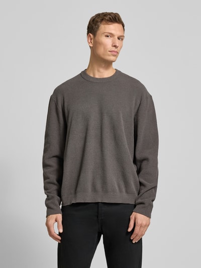 JAKE*S STUDIO MEN Strickpullover mit gerippten Abschlüssen Dunkelgrau 4