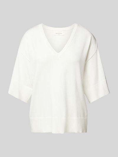 MSCH Copenhagen Oversized T-shirt van viscose met V-hals, model 'Eslina' Offwhite - 1