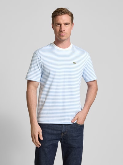 Lacoste T-shirt met labelstitching Lichtblauw - 4