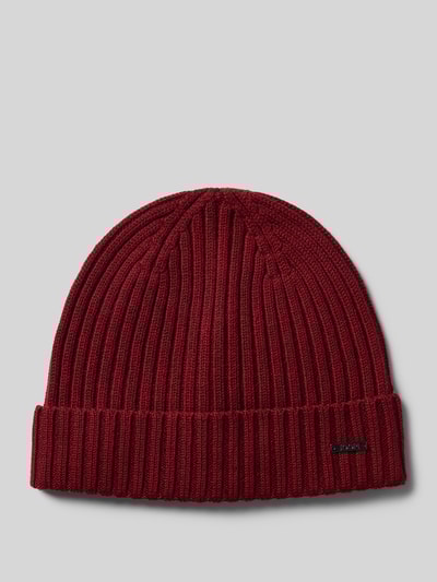 JOOP! Collection Beanie met labeldetail, model 'FRANCIS' Bordeaux - 1