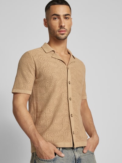 ONLY & SONS Regular Fit Freizeithemd mit Strukturmuster Modell 'DENVER LIFE' Beige 3