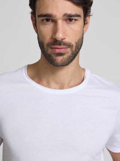 JOOP! JEANS T-Shirt mit geripptem Rundhalsausschnitt Modell 'Caspian' Weiss 3