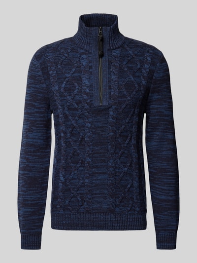 Lerros Gebreide pullover met ribboorden Donkerblauw - 2