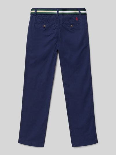 Productfoto, Regular Fit Chino uit katoenmix Model 'BEDFORD-PANTS-FLAT' van Polo Ralph Lauren Teens, look: effen, gestikt logo, knoop- en ritssluiting, stoffen riem, zijsteekzakken, achterzakken, materiaal: katoenmix