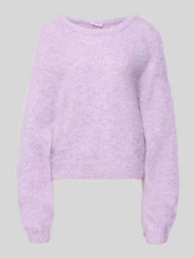 Produktfoto, fliederfarbener Strickpullover mit gerippten Abschlüssen Modell 'NIBY' von American Vintage, lockerer Schnitt, Alpaka-Mix