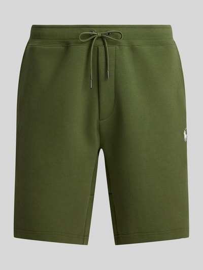 Produktfoto, Regular Fit Sweatshorts aus Baumwoll-Mix von Polo Ralph Lauren in Olivgrün, unifarbene Optik, Logo-Stitching, Sweat-Textur