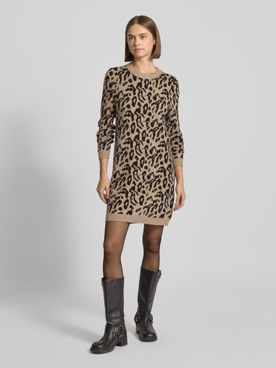 Only Sukienka mini z dzianiny ze wzorem na całej powierzchni model ‘JENNI’ Piaskowy 1