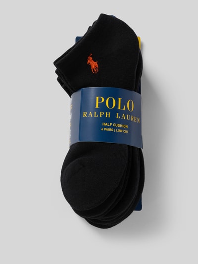 Produktfoto, Sneaker-Socken im 6er-Pack von Polo Ralph Lauren, czarny kolor, bawełniany materiał, logo, prążkowany ściągacz, multipack