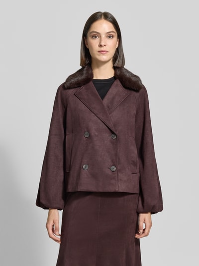 zero Regular Fit Jacke in Velours-Optik Dunkelbraun 4