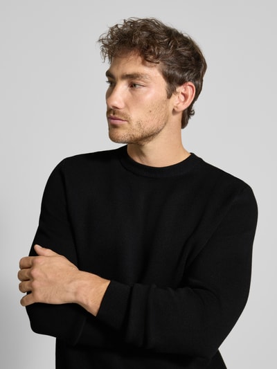 Casual Friday Strickpullover mit Rundhalsausschnitt Modell 'THEO' Black 3